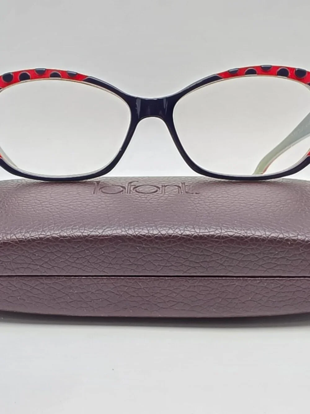 Jean Lafont Paris Tarentelle 3043 Blue Red Cat Eye Eyeglasses Frame w/ Case 53mm